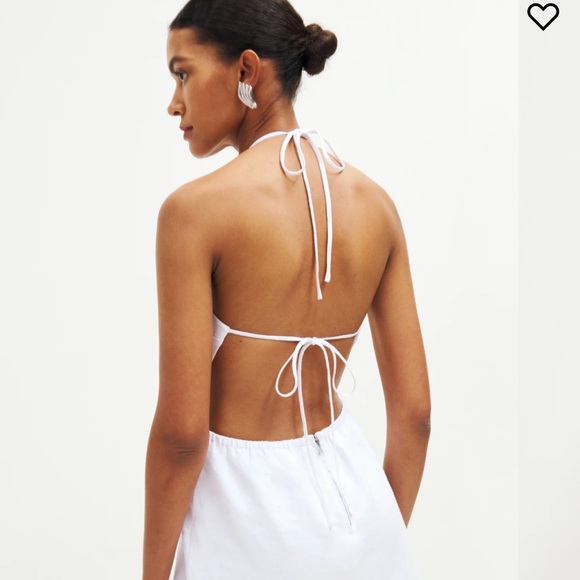 Reformation Mabli Linen White Dress Size 8 - Picture 2 of 7